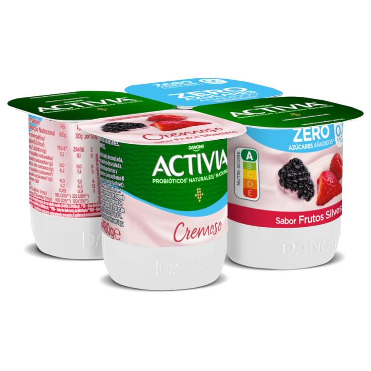 ACTIVIA CREMOSO 0% FR. SILVESTRE, 4X120G DANONE