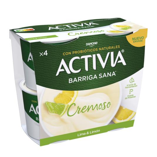 ACTIVIA CREMOSO 0% LIMA-LIMON, 4X115GR DANONE