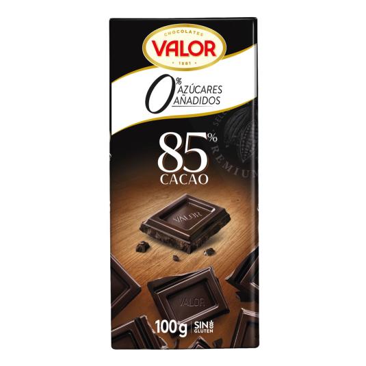 CHOCOLATE NEGRO 85% 0% AZUCAR, 100GR VALOR