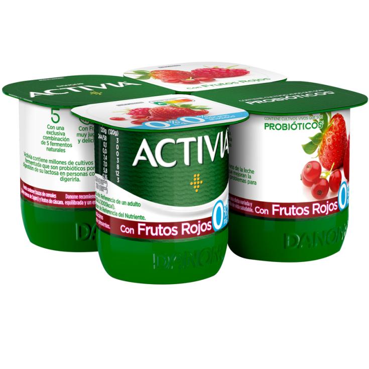 ACTIVIA 0% MG. 0% AZÚCAR FRUTOS ROJOS, 4X120 G ACTIVIA