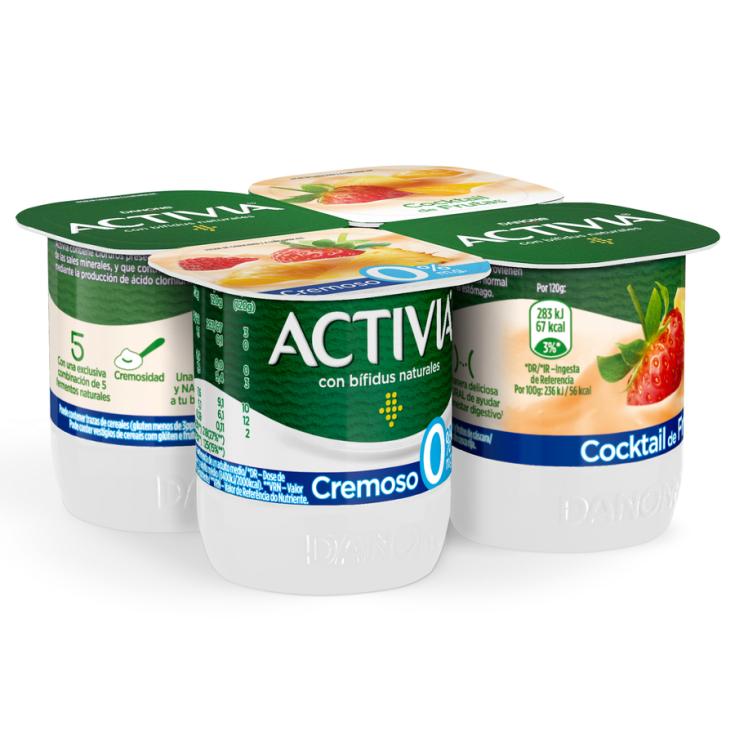 ACTIVIA CREMOSO 0% COCKTAIL FRUTAS,4X115g DANONE