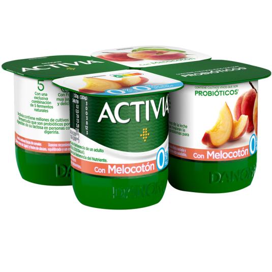 ACTIVIA MELOCOTÓN 0% M.G. 0% AZÚCAR, 4X120G ACTIVIA