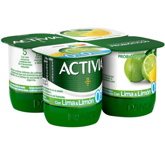 ACTIVIA LIMA LIMÓN 0% M.G 0% AZÚCAR, 4X120 G ACTIVIA