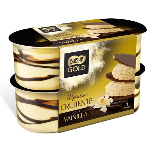 MOUSSE CRUJIENTE DE VAINILLA, 4X57GR NESTLÉ GOLD