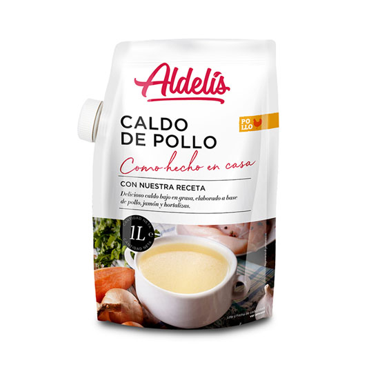 CALDO DE POLLO LIQUIDO, 1L ALDELIS