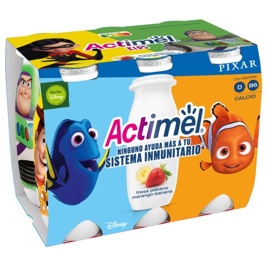 ACTIMEL LIQUIDO FRESA-PLATANO, 6X100ML DANONE