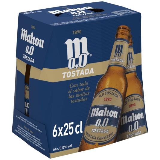 CERVEZA 0,0 TOSTADA, PK 6X25CL MAHOU