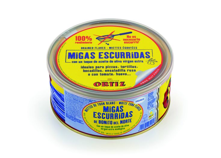 MIGAS DE BONITO ACEITE OLIVA ESCURRIDO, 670G CONSERVAS ORTIZ