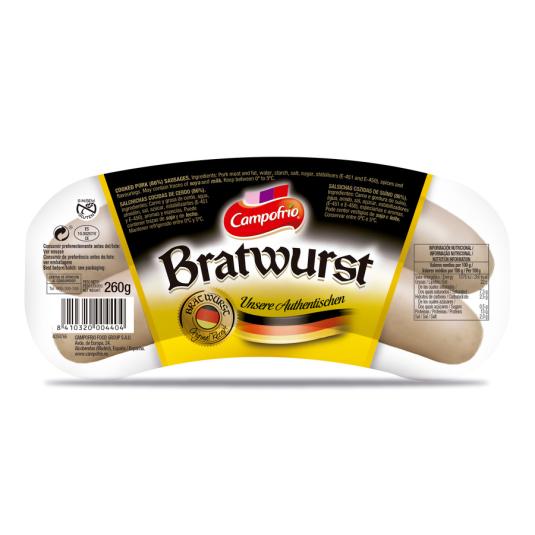 SALCHICHAS BRATSWUR, 260G CAMPOFRIO