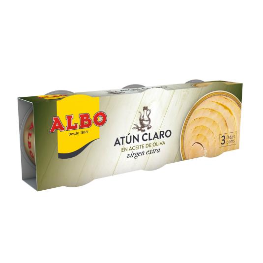 ATUN CLARO ACEITE OLIVA VIR.EXTRA, 3X67G ALBO