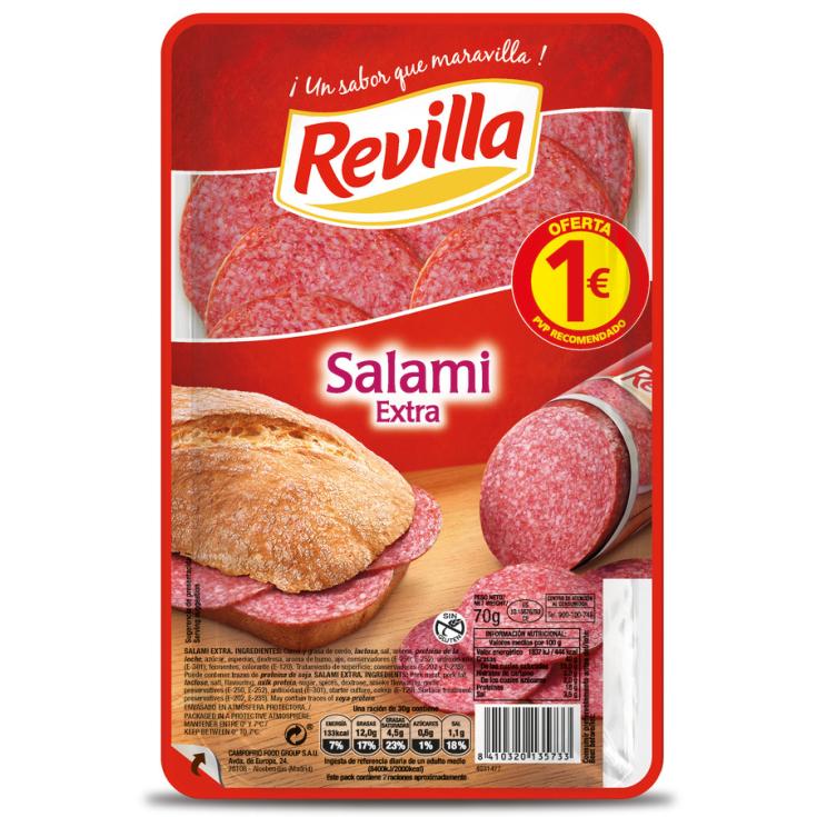 SALAMI EXTRA LONCHAS, 65g REVILLA