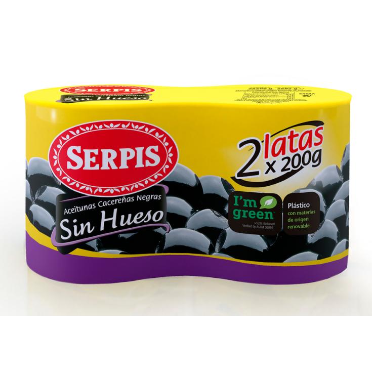 ACEITUNAS NEGRAS SIN HUESO, 2X85G SERPIS