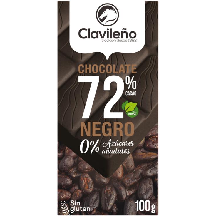 CHOCOLATE NEGRO 72% S/AZUCAR , 100G CLAVILEÑO