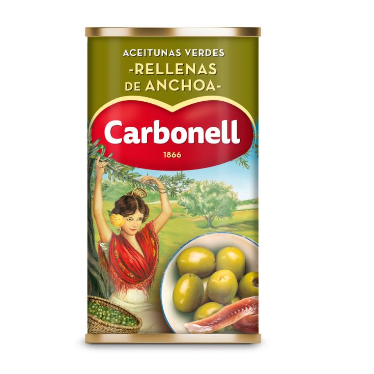 ACEITUNA RELLENA DE ANCHOA, 150GR CARBONELL