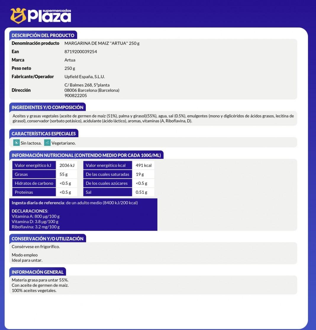 MARGARINA , 250G ARTUA