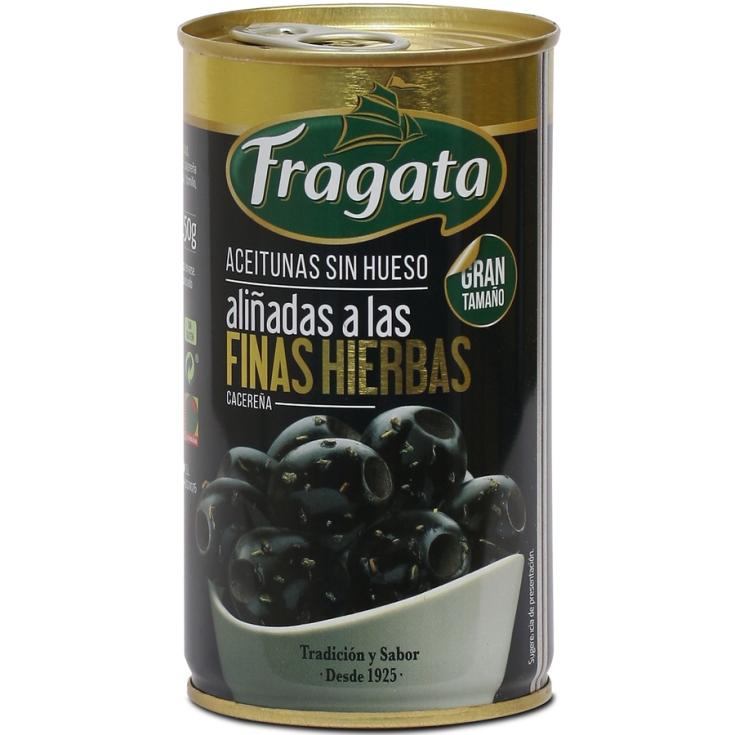 ACEITUNA NEGRA SIN HUESO ALIÑADA,150GR FRAGATA