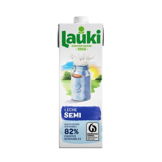 LECHE SEMIDESNATADA, 1L LAUKI