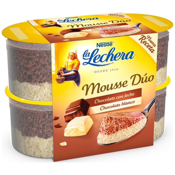 MOUSSE DUO CHOCOLATE C/LECHE+BLANCO, P4 LA LECHERA