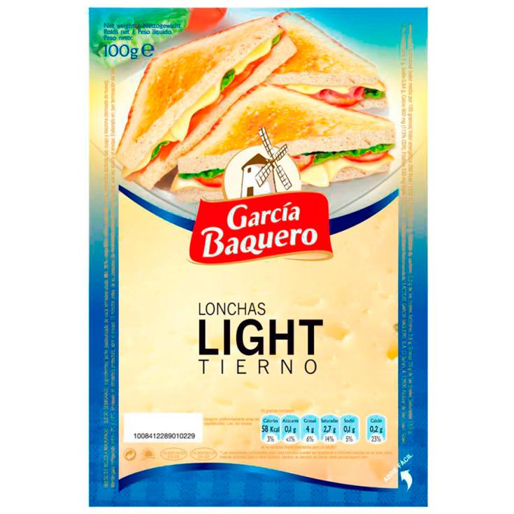 QUESO LONCHAS TIERNO LIGHT, 100G GARCIA BAQUERO