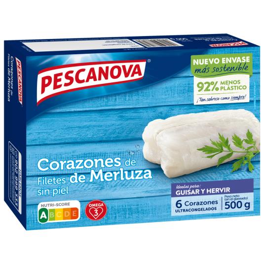 CORAZONES DE FILETE DE MERLUZA 6 UN ESTUCHE 500 G  PESCANOVA