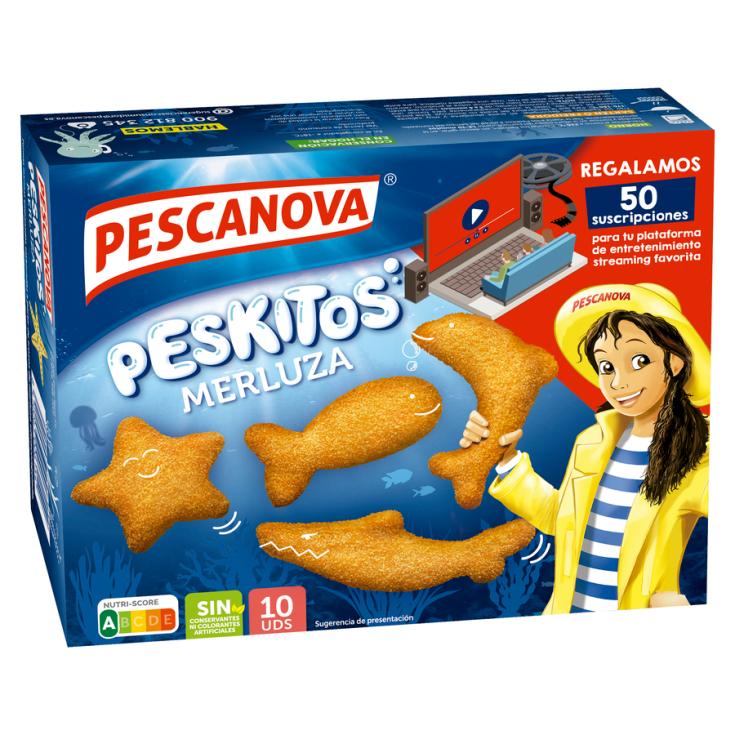 PESKITOS MERLUZA EMPANADA 10 U ESTUCHE 400 G PESCANOVA