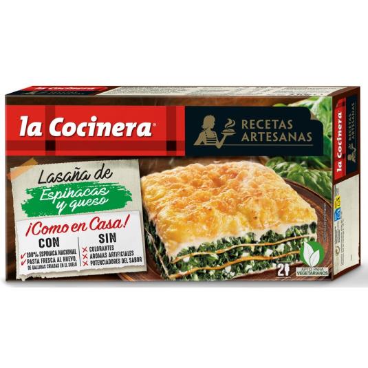 LASAÑA ESPINACAS Y QUESO, 500G LA COCINERA