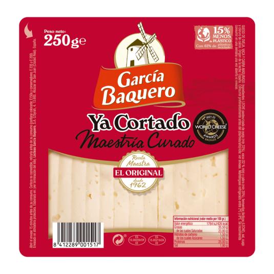 QUESO CURADO YA CORTADO , 250G GARCIA BAQUERO