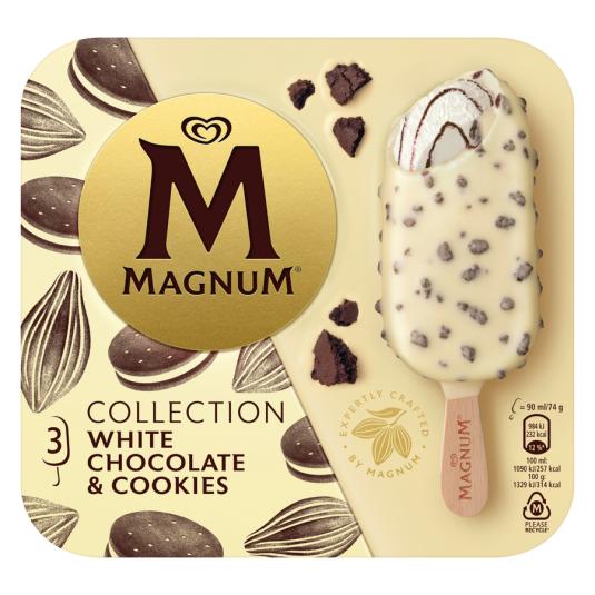 HELADO CHOCOLATE BLANCO & COOKIES, 3X100ML MAGNUM