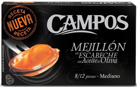 MEJILLONES EN ESCABECHE 8-12, 69G CAMPOS