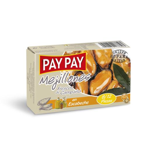 MEJILLONES EN ESCABECHE 8-12, 70G PAY-PAY