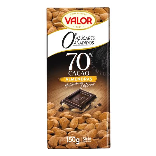 CHOCOLATE NEGRO ALMENDRA S/AZUCAR, 150GR VALOR