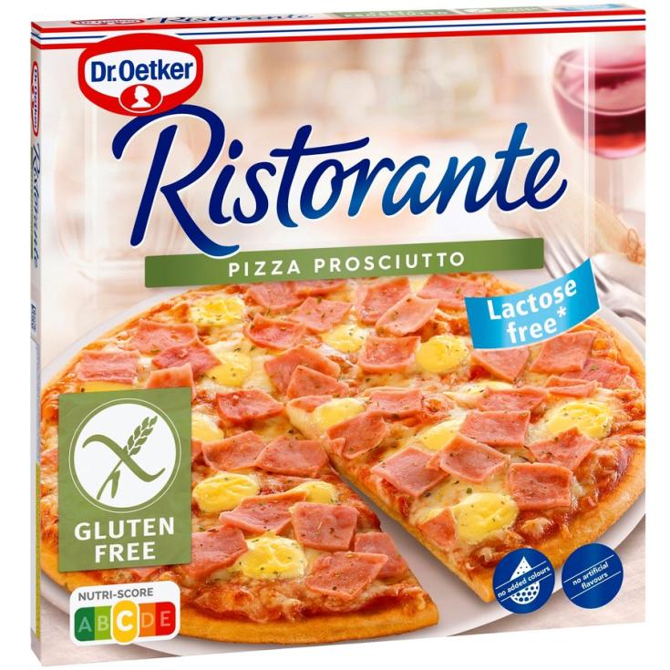 PIZZA RISTORANTE SIN GLUTEN PROSCIUTTO, 370G DR OETKER