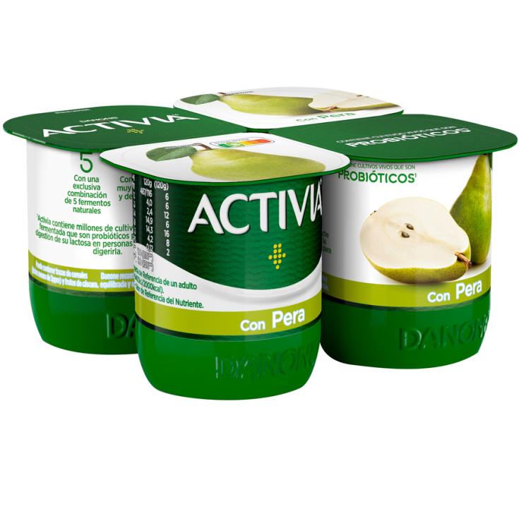 YOGUR ACTIVIA CON PERA, 4X120GR DANONE