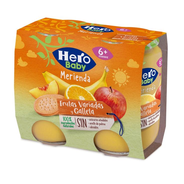 TARRITO DE FRUTA Y GALLETA, 2X190G HERO BABY