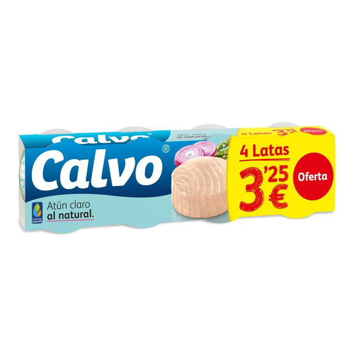 ATUN CLARO AL NATURAL, 4X56GR CALVO