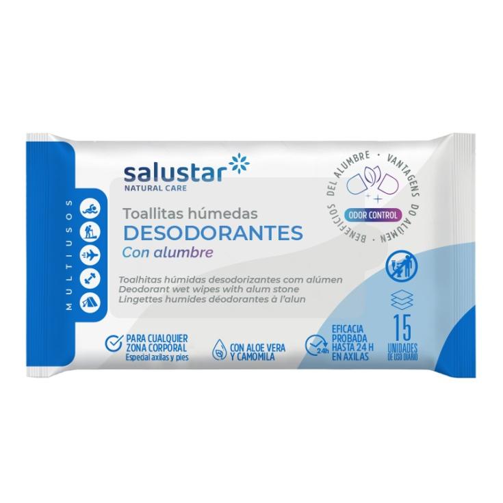 TOALLITAS DESODORANTE CON ALUMBRE, 15UD SALUSTAR