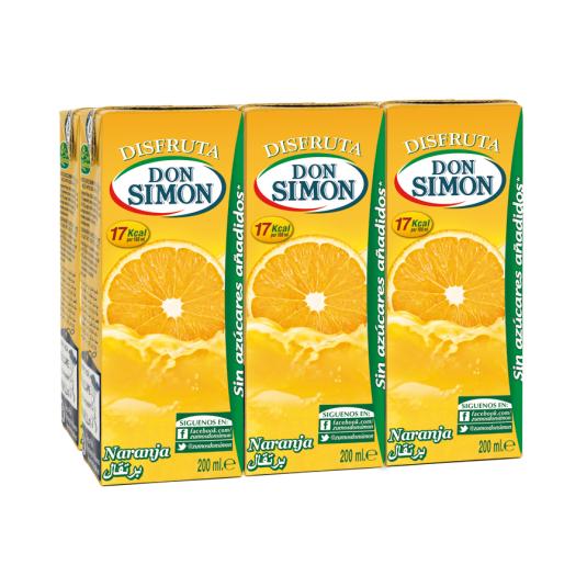 NECTAR DE NARANJA SIN AZUCAR, 6X200ML DON SIMON