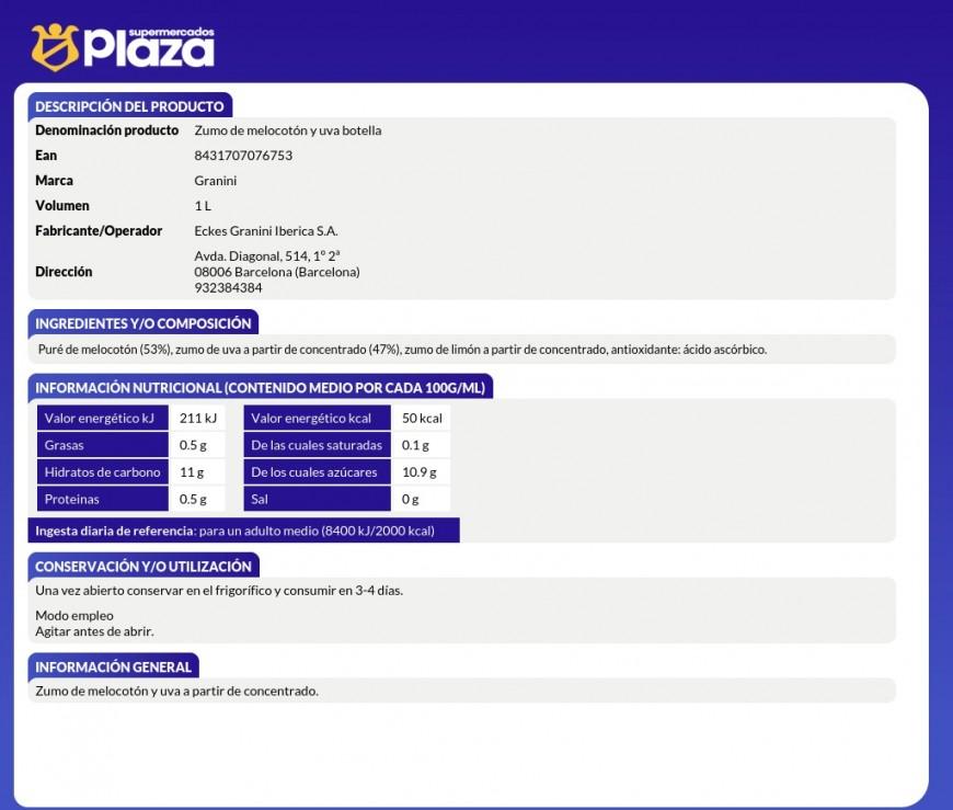 ZUMO DE PIÑA 100%, 1L GRANINI