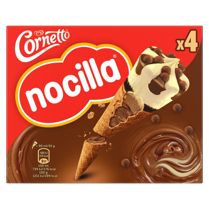 HELADO DISC NOCILLA ,4X90ML CORNETTO 