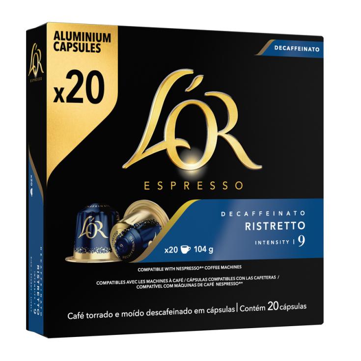 CAPSULAS DE CAFE RISTRETTO DESCAFEINADO, 20UD L OR