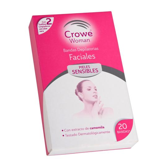 BANDAS DEPILAR FACIALES 20 UND+2TOALLITA CROWE