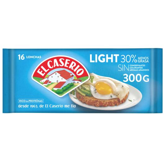 QUESO LIGHT LONCHAS 16U, 300G EL CASERIO