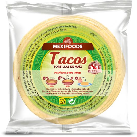 TORTILLA MAIZ PARA TACOS ,210G MEXIFOODS