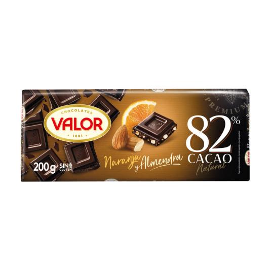 CHOCOLATE NEGRO 82% ALMENDRA NAR, 200G VALOR