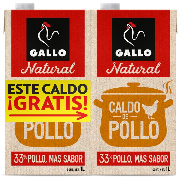 CALDO DE POLLO, 2X1L GALLO