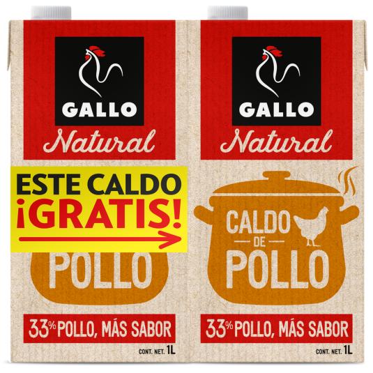 CALDO DE POLLO, 2X1L GALLO