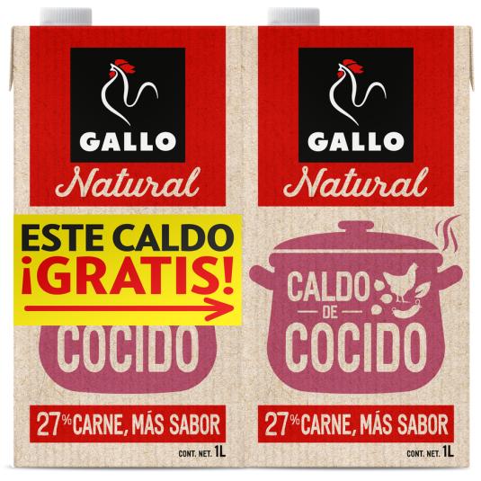 CALDO DE COCIDO, 2X1L GALLO