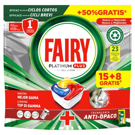 LAVAVAJILLAS PLATINUM PLUS LIMON,15+8CAP FAIRY