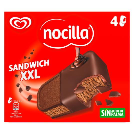 HELADO SANDWICH XXL NOCILLA, 4X140ML FRIGO