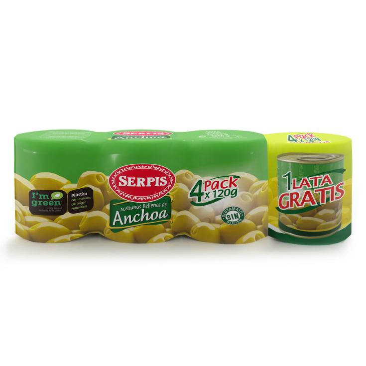 ACEITUNAS RELLENAS DE ACHOA, 3X50GR SERPIS